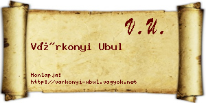 Várkonyi Ubul névjegykártya